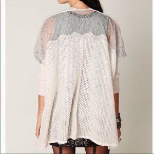 FREE PEOPLE Lace Inset Knit Oversized Cardigan XS